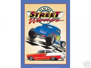 STREET WARRIORS TIN SIGN 55 CHEV FORD METAL ADV SIGNS