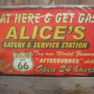 ALICE'S SERVICE STATION TIN SIGN METAL RETRO ADV SIGNS