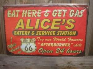 ALICE'S SERVICE STATION TIN SIGN METAL RETRO ADV SIGNS
