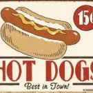 HOTDOGS BEST IN TOWN TIN SIGN METAL ADV AD SIGNS H HOTDOGS BEST IN TOWN TIN SIGN METAL ADV AD SIGNS H