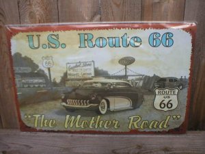 US ROUTE 66 THE MOTHER ROAD TIN SIGN METAL ADV SIGNS M