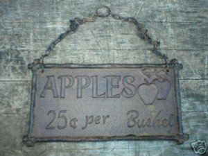 CAST IRON APPLES SIGN METAL ADV SIGNS A