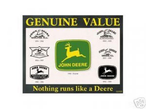 JOHN DEERE GENUINE VALUE TIN SIGN METAL ADV SIGNS J