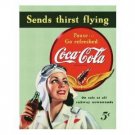 COCA-COLA SIGN SENDS THIRST FLYING TIN SIGN C