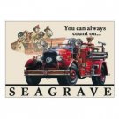 SEAGRAVE  FIRETRUCK TIN SIGN METAL ADV SIGNS F