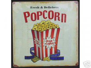 POPCORN TIN SIGN METAL RETRO ADV SIGNS P