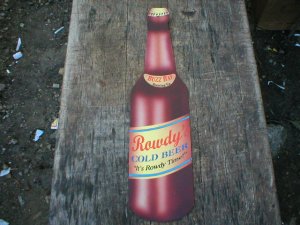 SM ROWDY DIE-CUT COLD BEER TIN SIGN METAL RETRO SIGNS R