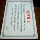 NOTICE WE CASH PERSONAL CHECKS SIGN