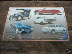 CADILLAC COLLAGE TIN SIGN  METAL ADV SIGNS