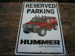 HUMMER RESERVED PARKING TIN SIGN  METAL ADV SIGNS