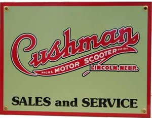 CUSHMAN MOTOR SCOOTER SALES SERVICE SIGN