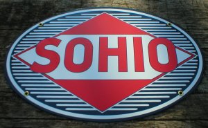 SOHIO PORCELAIN-COATED ADV SIGN S