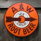A & W ROOTBEER PORCELAIN-COATED ADV SIGN A A & W ROOTBEER PORCELAIN-COATED ADV SIGN A