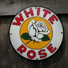 WHITE ROSE PORCELAIN-COATED RETRO ADV SIGN W WHITE ROSE PORCELAIN-COATED RETRO ADV SIGN W