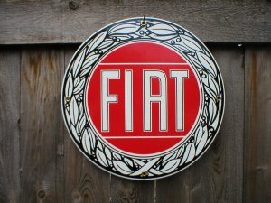 FIAT PORCELAIN-COATED RETRO ADV SIGN F