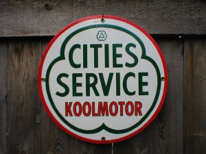 CITIES SERVICE PORCELAIN-COATED RETRO ADV SIGN P