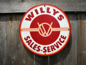 WILLYS PORCELAIN-COATED RETRO ADV SIGN F