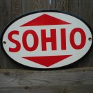 OVAL PORCELAIN COATED SOHIO PARTS SIGN RETRO ADV SIGNS C