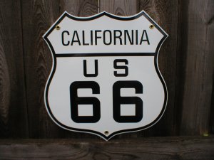 ROUTE 66 CALIFORNIA PORCELAIN-COATED SHIELD SIGN C