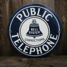 PUBLIC TELEPHONE PORCELAIN-COATED SIGN P PUBLIC TELEPHONE PORCELAIN-COATED SIGN P