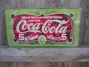 COCA-COLA  FIVE CENTS TIN SIGN METAL RETRO ADV SIGNS C