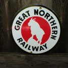 GREAT NORTHERN RAILWAY PORCELAIN-COATED RAILROAD SIGN A GREAT NORTHERN RAILWAY PORCELAIN-COATED RAILROAD SIGN A