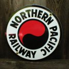 NORTHERN PACIFIC RAILWAY PORCELAIN-COATED RAILROAD ADV SIGN S