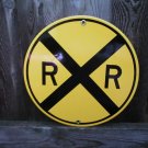 RAILROAD CROSSING PORCELAIN-COATED RAILROAD ADV SIGN S