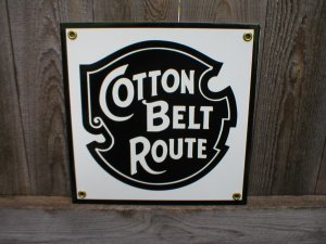 COTTON BELT ROUTE  PORCELAIN-COATED RAILROAD SIGN S