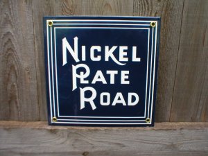 NICKEL PLATE ROAD PORCELAIN-COATED RAILROAD SIGN S