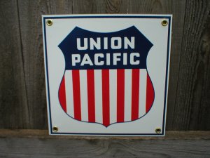 UNION PACIFIC PORCELAIN-COATED RAILROAD SIGN S