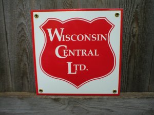 WISCONSIN CENTRAL LTD PORCELAIN-COATED RAILROAD SIGN S