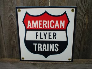 AMERICAN FLYER TRAINS PORCELAIN-COATED RAILROAD SIGN S