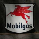 MOBILGAS SHIELD PORCELAIN COAT SIGN MOBILGAS SHIELD PORCELAIN COAT SIGN