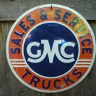 GMC TRUCKS SALES & SERVICE ROUND SIGN GMC TRUCKS SALES & SERVICE ROUND SIGN