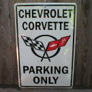 CHEVROLET CORVETTE PARKING ONLY TIN SIGN METAL SIGNS C