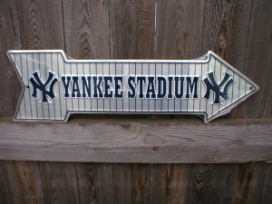 YANKEE STADIUM ARROW  SIGN RETRO METAL ADV SIGNS F