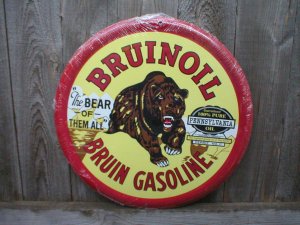 BRUINOIL TIN SIGN METAL ADV RETRO GAS SIGNS B