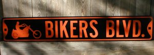 BIKERS BLVD. SIGN RETRO MOTORCYCLE ADV SIGNS B