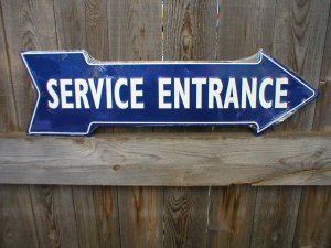 SERVICE ENTRANCE ARROW  SIGN RETRO METAL ADV SIGNS F