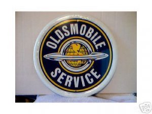 ROUND OLDSMOBILE SERVICE TIN SIGN RETRO ADV SIGNS