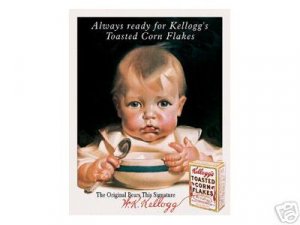 KELLOGG'S TOASTED CORN FLAKES TIN SIGN METAL ADV SIGNS