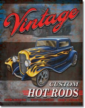 VINTAGE HOT RODS TIN ADV RETRO METAL SIGN H