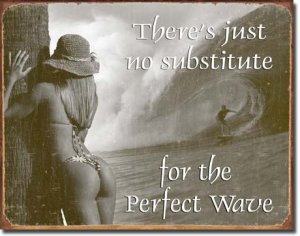 PERFECT WAVE SURF SIGN RETRO METAL ADV SIGNS