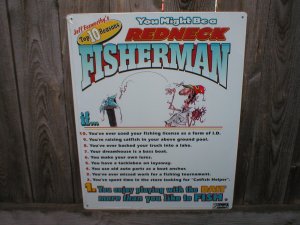 FISHERMAN REDNECK SIGN JEFF FOXWORTHY METAL ADV SIGNS J