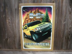 THE HUMMER YELLOW TIN SIGN METAL ADV SIGNS H
