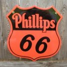 PHILLIPS 66 PORCELAIN COATED ORANGE BLACK SIGN