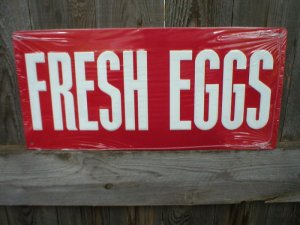 RED FRESH EGGS TIN SIGN METAL RETRO AD SIGNS