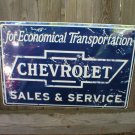 CHEVROLET SALES & SERVICE TIN SIGN CHEVROLET SALES & SERVICE TIN SIGN