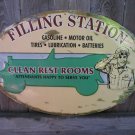 FILLING STATION CLEAN REST ROOMS TIN SIGN
